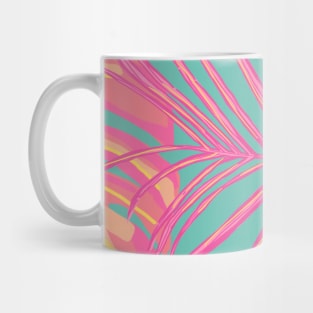 Tropical Leaves in Pink and Turquoise Mug